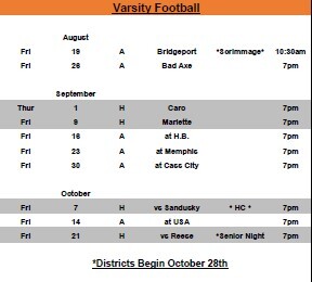 2022 Varsity Football Schedule