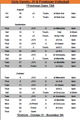 2022 Volleyball Schedule